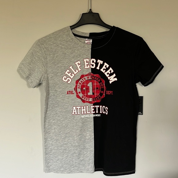 No Boundaries Graphic Print Self-Esteem Colorblocked Tee Junior’s Size M (7-9) - Picture 3 of 7